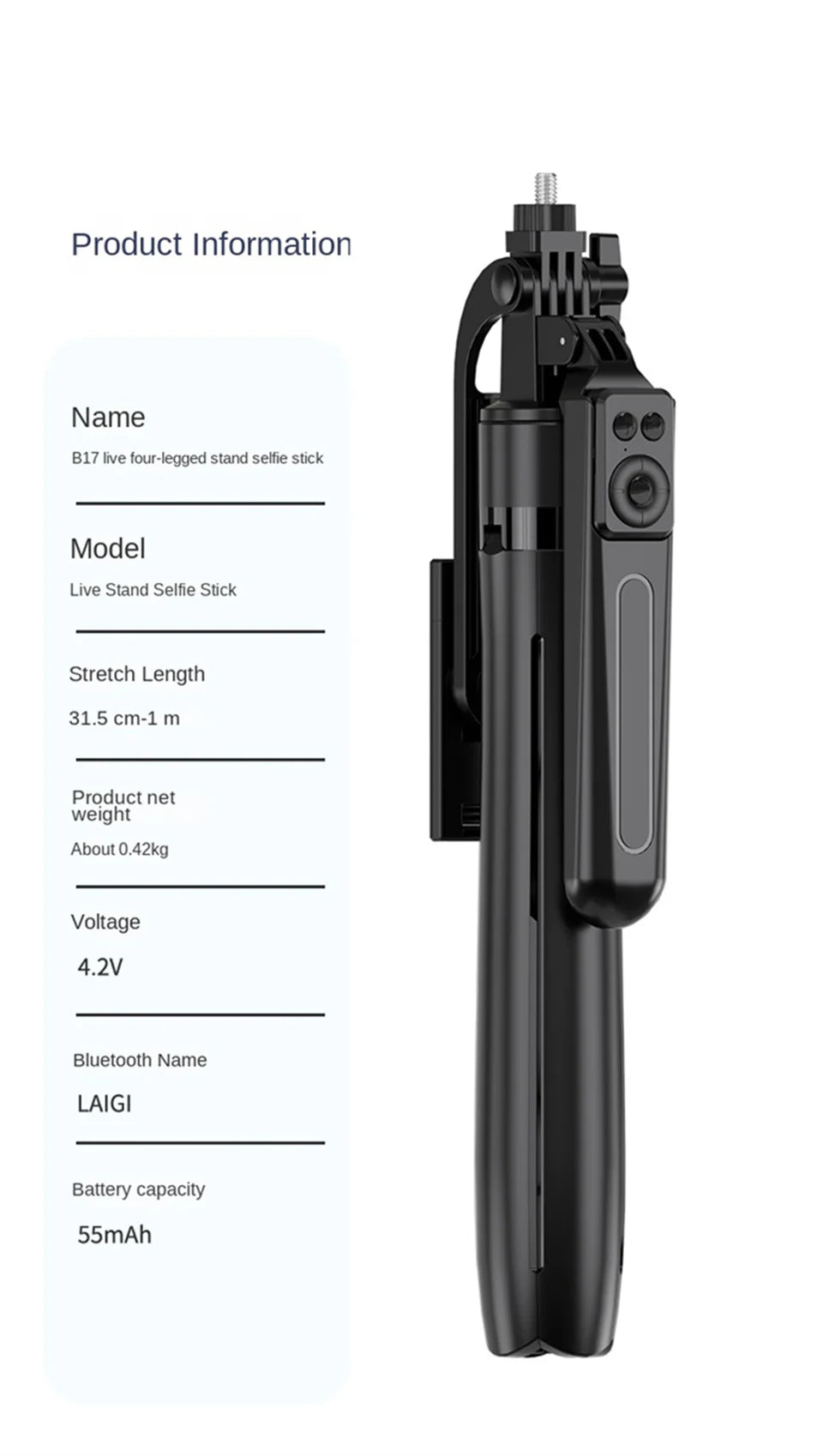 Tripod for Smartphone Camera,Tripods Stand With Wireless Bluetooth,Selfie Stick brackets with Phone Holder for Vlog/Video