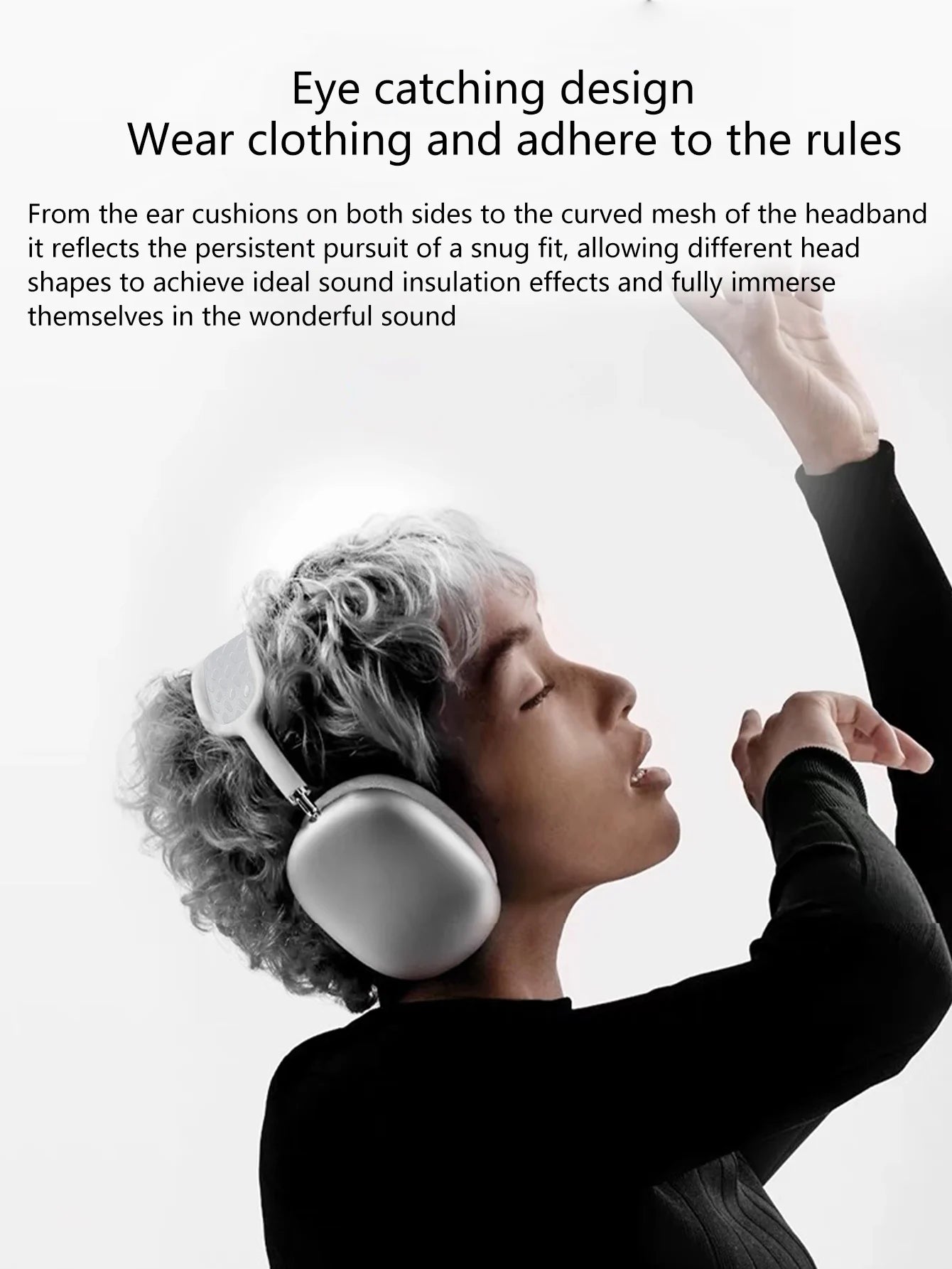 Wireless Over-Ear Headphones with ANC Noise Cancellation, Dual-Mode Design, Chip 5.4, Surround Sound, Button Control, Long Batte