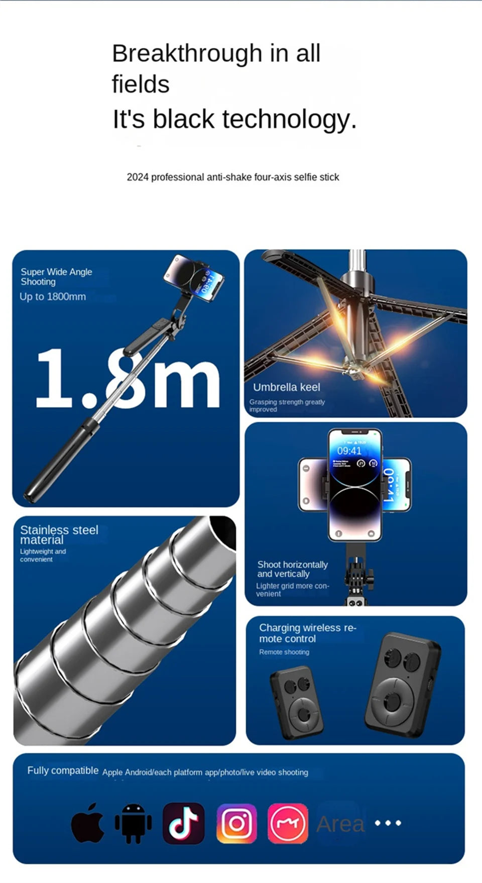Tripod for Smartphone Camera,Tripods Stand With Wireless Bluetooth,Selfie Stick brackets with Phone Holder for Vlog/Video