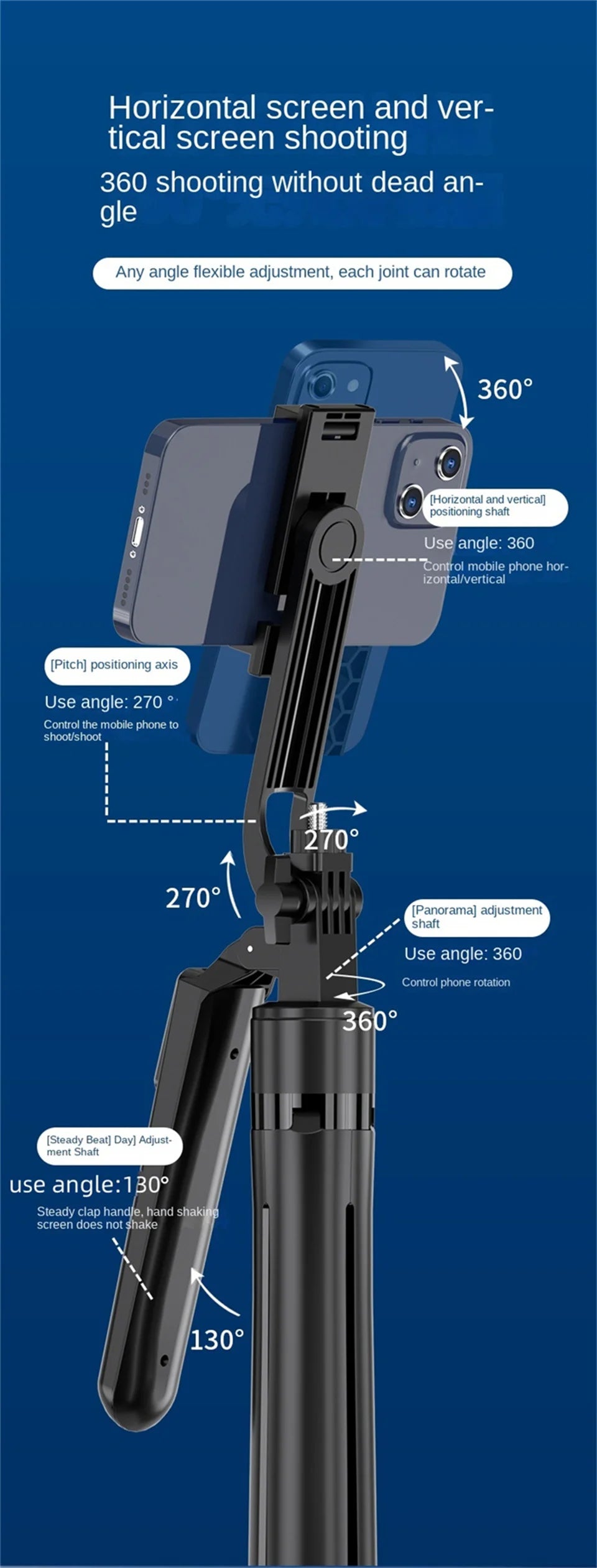 Tripod for Smartphone Camera,Tripods Stand With Wireless Bluetooth,Selfie Stick brackets with Phone Holder for Vlog/Video