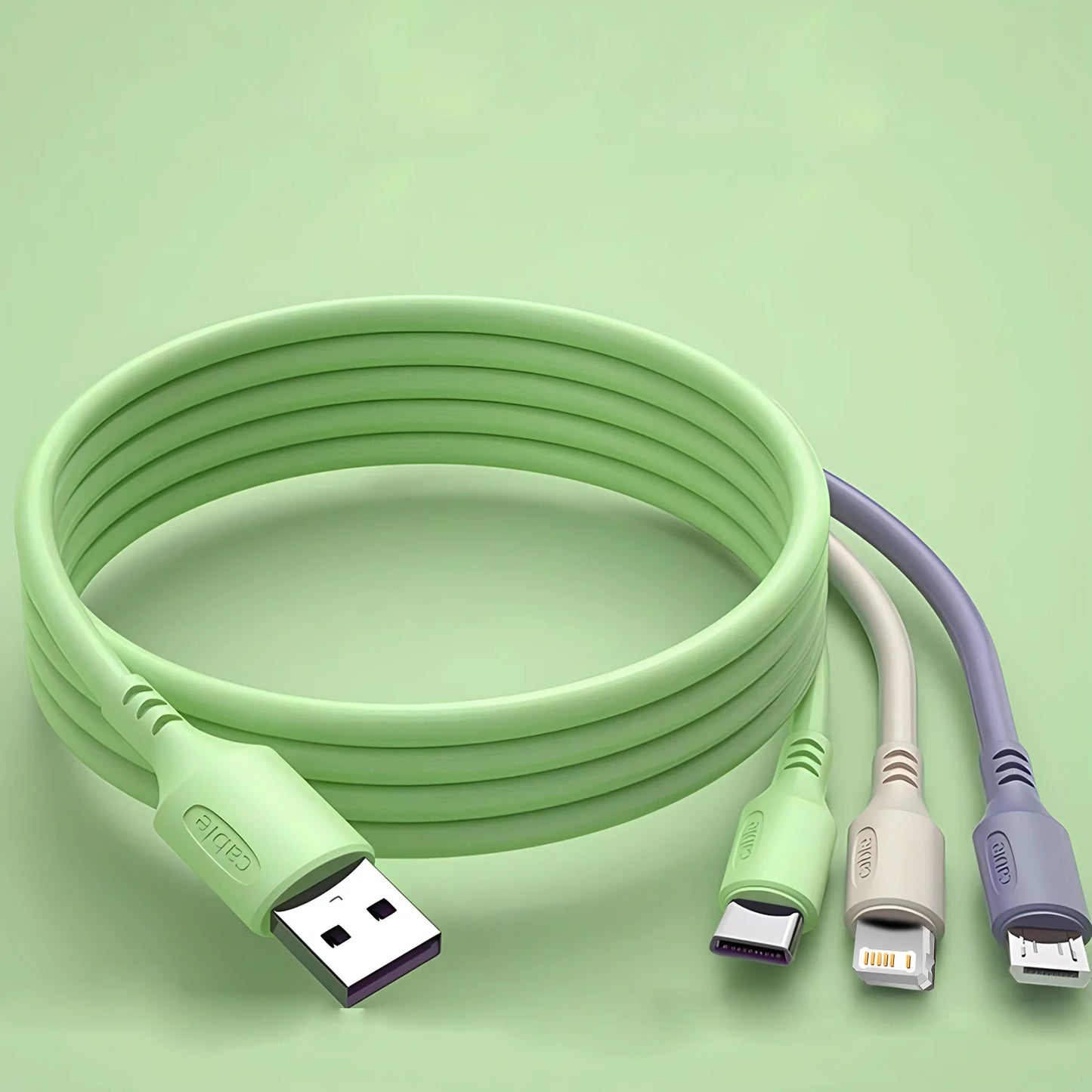 3 In 1 Super Fast Charging  Micro USB Type-C Phone Charger USBC Data Cable