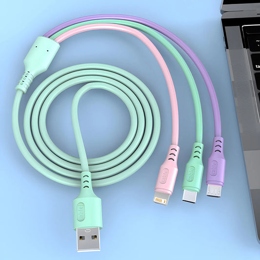 3 In 1 Super Fast Charging  Micro USB Type-C Phone Charger USBC Data Cable