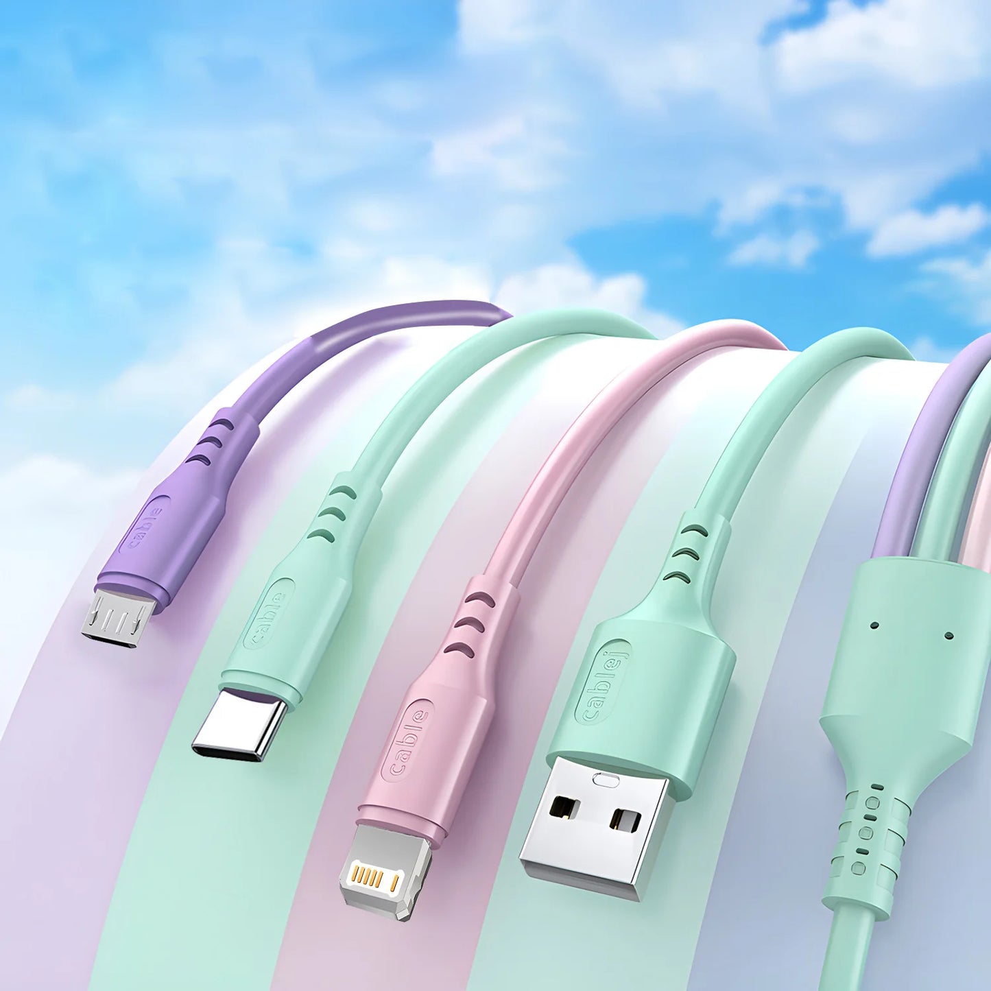3 In 1 Super Fast Charging  Micro USB Type-C Phone Charger USBC Data Cable