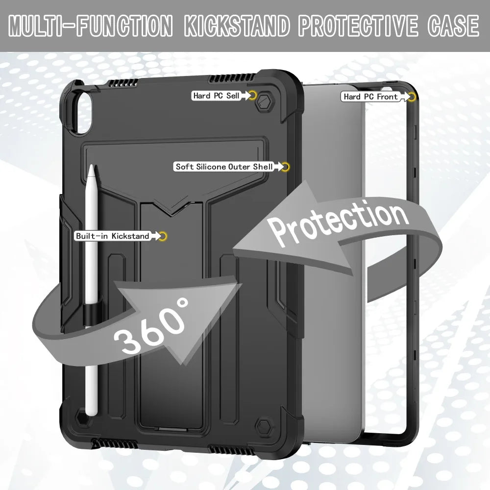 Tablet case for iPad Air 6, multi-angle built-in stand, drop-proof and shock-resistant, accurate hole position