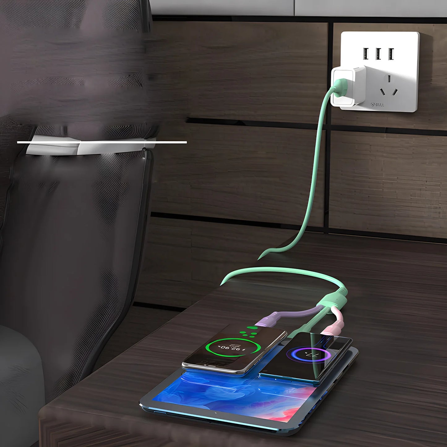 3 In 1 Super Fast Charging  Micro USB Type-C Phone Charger USBC Data Cable