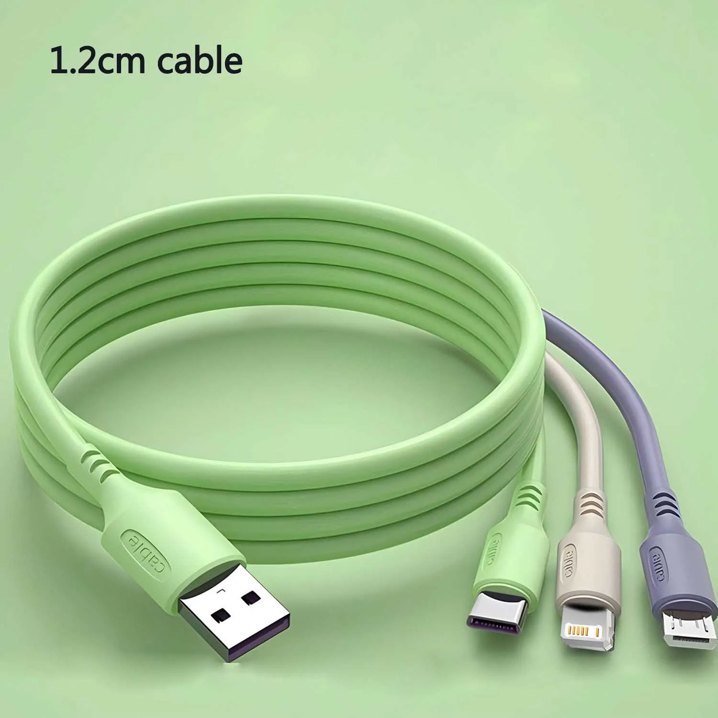 3 In 1 Super Fast Charging  Micro USB Type-C Phone Charger USBC Data Cable