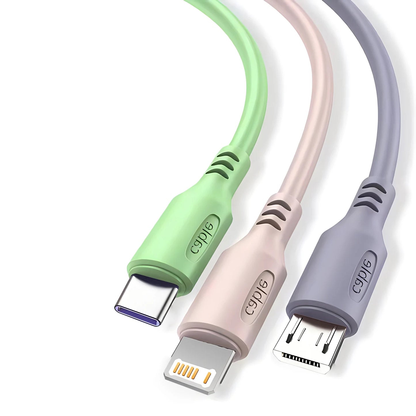 3 In 1 Super Fast Charging  Micro USB Type-C Phone Charger USBC Data Cable