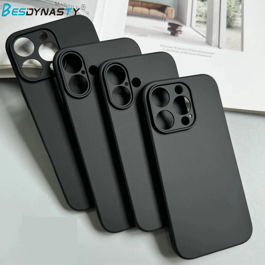Full Black Silicone Matte Phone Case